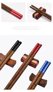 Baguettes réutilisables en bois de wengé avec extrémité métallique, cadeau de restaurant gravé sur mesure, ustensiles personnalisés non revêtus - Product Image 4