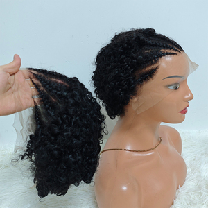 Letsfly Promotion $23 <b>Braid</b> With Frontal 13x4 Lace Short Pixie Curly <b>Wig</b> 100% Brazilian Human Hair <b>Wig</b> 10inch Natural Black - Product Image 2