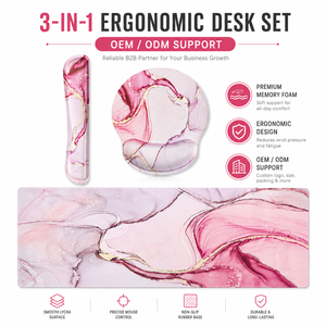 Ensemble repose-poignets ergonomique clavier et souris ODM d'usine avec base en caoutchouc et bords cousus, grand tapis de bureau pour le gaming et le bureau - Product Image 4