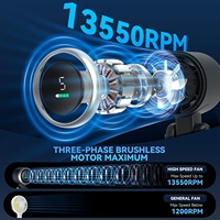 Ventilateur portable mini-turbine, rechargeable par USB, batterie 1000 mAh, pliable, 5 vitesses de vent, commande par bouton, ventilateur 3-en-1