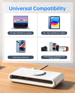 Magnetic Wireless <b>USB</b> Charger Portable Fast <b>Charging</b> PD 45W Type-C Ports Eco-Friendly Retractable <b>Cable</b> Laptops OVP Mobile Phone - Product Image 6