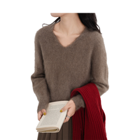 Prix du fabricant 100% Cachemire Col en V Solide Pull en Tricot Super Doux pour Femmes