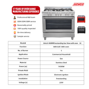 Nouvelle cuisinière à <span class=keywords><strong>gaz</strong></span> inoxydable de 36 "pouces 900mm pour la maison Double usage avec <span class=keywords><strong>four</strong></span> électrique à convection 5 brûleurs - Product Image 2