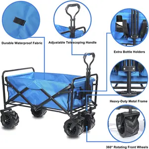 Carro plegable de alta resistencia ajustable para exteriores, carrito de Camping, playa, Picnic
