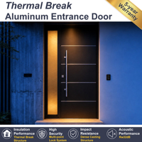 Porte extérieure pivotante moderne YOHOME avec vitrine latérale, porte de sécurité en aluminium à rupture de pont thermique pour entrée de villa, appartement, condo