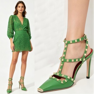 Sandali Sexy <span class=keywords><strong>con</strong></span> <span class=keywords><strong>Tacco</strong></span> a Spillo Romantico in Metallo a Punta, Misura Grande, <span class=keywords><strong>Tacco</strong></span> Alto, Suola in Gomma, Scarpe Baotou - Product Image 1