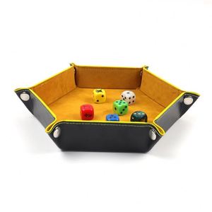 Caja de Almacenamiento Plegable de Tela de Terciopelo Hexagonal Hecha a Mano con Bandeja para Dados de PU, Diseño Ecológico y Duradero para Almacenamiento en Escritorio - Product Image 3