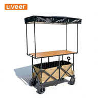 Chariot pliable et réglable à quatre roues, table réglable en hauteur, chariot multifonctionnel pour aliments et outils d'extérieur