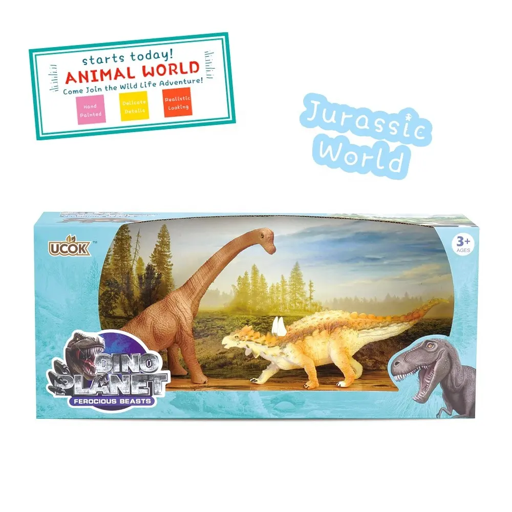 9" Jumbo Piece Plastic Toy Dinosaur 2-piece Educational Playset for Kids Ages 3-8, Jurassic World Miniatur
