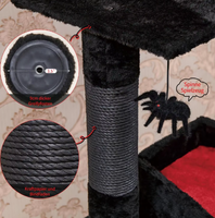 Tour à chat en bois gothique noir, lit en forme de cercueil, condo, poteaux à gratter, boule d'araignée, meubles à plusieurs niveaux, arbre à chat pour Halloween et Noël