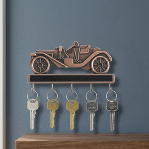 Porte-clés mural artisanal en métal de zinc, motif chariot ethnique, style chariot de bœuf et wagon moderne, support mural pour clés - Product Image 1