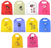 Sacs pliables réutilisables en polyester à motif de dessin animé, sacs à main, sacs de courses, se pliant en pochette, sac de shopping pliable à motif animal