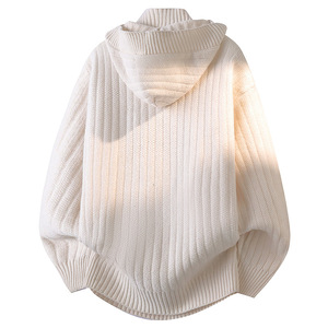 Pull tricoté à capuche pour homme, double couche, demi-zip, avec patte de boutonnage, style mode - Product Image 4