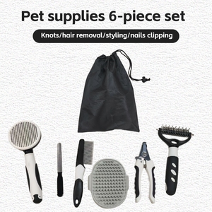Ensemble de 6 brosses multifonctionnelles pour l'élimination des poils et le nettoyage des ongles pour chiens et chats, style simple, utilisation domestique, outils de nettoyage pour animaux de compagnie, portables et faciles à ranger - Product Image 6
