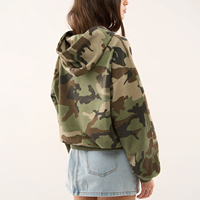 Sudadera con Capucha Verde Camuflaje para Hombre, Estilo Urbano, Talla Grande, con Cierre, Logotipo Personalizado, Fabricante de Ropa OEM ODM, Marca Privada