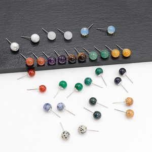Pendientes de Cristal Natural de Ágata Amatista Pulida, Estilo Retro Elegante con Tema de Campanita, Moda Femenina, Venta en Vivo Transfronteriza - Product Image 1