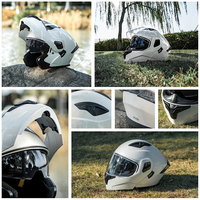 Casque modulaire de moto léger homologué DOT avec double visière relevable, doublure amovible et lavable