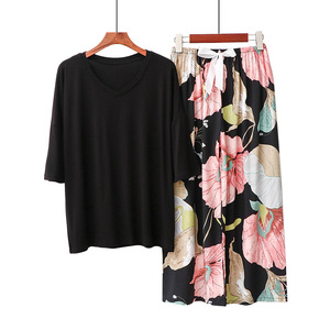 Conjunto de Pijama de Verano Modal de Talla Grande Personalizable, Ropa de Dormir Suave y Transpirable para Mujer - Product Image 4