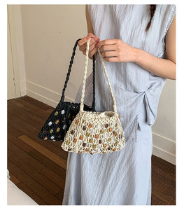 Bolso <span class=keywords><strong>de</strong></span> Mano para Mujer Beaufy, Nuevo y Moderno, <span class=keywords><strong>Diseño</strong></span> Tejido con Cuentas, Cuadrado, sin Asas, con Forro <span class=keywords><strong>de</strong></span> Cuero Genuino y Gran Capacidad - Product Image 2