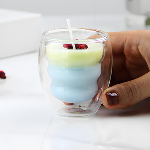 Trois modèles de pots de bougie en verre résistant à la chaleur bougeoirs en verre anti-brûlure à double paroi pour les décorations de festival de mariage - Product Image 4