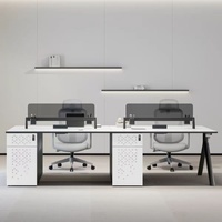 Mobilier de bureau moderne intelligent haut de gamme sur mesure, poste de travail pour 6 personnes, mobilier de bureau avec chemin de câbles