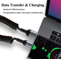 Cable de Carga Rápida Telescópico USB-C de 6A con Conector de 90 Grados, Material de PVC, 60W/100W para Computadora