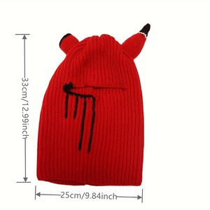 Bonnet en tricot unisexe drôle à cornes automne hiver chaud <span class=keywords><strong>corne</strong></span> du <span class=keywords><strong>diable</strong></span> élégant - Product Image 2