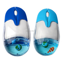 Souris de bureau professionnelle créative en plastique, ornements et cadeaux, souris sans fil à liquide flottant avec divers animaux aquatiques