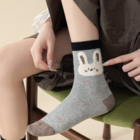 Chaussettes mi-mollet pour femmes, automne-hiver, nouvelles chaussettes en coton à motifs de dessins animés, chaussettes décontractées pour femmes, vente en gros