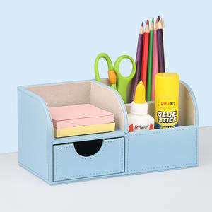 منظم مكتب جلدي مستطيلي حديث متعدد الوظائف قلم رصاص لبطاقات العمل صناديق تخزين قرطاسية للهاتف المحمول صناديق - Product Image 4