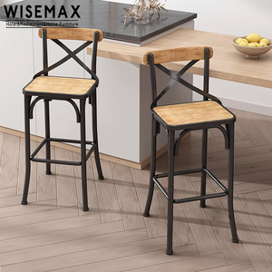 WISEMAX FURNITURE Factory Durable bar Furniture Sets <strong>Black</strong> Wood Stools bar <strong>Chairs</strong> <strong>Arm</strong> Cross X Back bar <strong>Chairs</strong> for Bistro Kitchen - Product Image 6