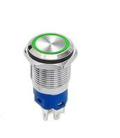 Interrupteur à bouton-poussoir métallique 12/16/19/22 mm, étanche, à enclenchement / momentané, tête haute / tête plate, avec lumière LED, NO/NC