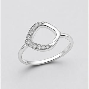White Topaz 925 Sterling Silver <b>Ring</b> - Pave Open Teardrop Design <b>Ring</b> - Product Image 2