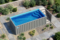Piscina Contenedor de Gran Tamaño 4.5*2.2*1.36m con Estructura de Acero Sobre el Suelo para Espacios Exteriores Ampliados