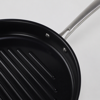 Poêle grill antiadhésive en acier inoxydable 304 de qualité alimentaire, surface striée, compatible avec tous les types de cuisinières, idéale pour les steaks