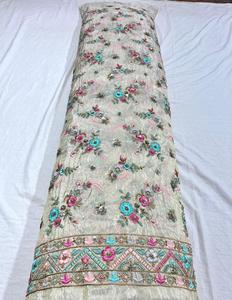 Most Selling Apparel Wedding Special Occasion Dress <b>Material</b> Pure Silk Crepe <b>Embroidery</b> with Beads Imported Hand Work Fabric - Product Image 3