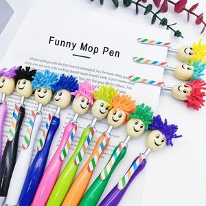 2025 baru desain gaya baru pena bola Kawaii hitam merah muda biru kuning oranye ungu Stylus lucu alat pel atas pena untuk sekolah - Product Image 6