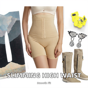Shorts gainants taille haute pour <span class=keywords><strong>femme</strong></span> avec effet ventre plat |   Culotte gainante et sculptante pour <span class=keywords><strong>femme</strong></span>, effet rehausseur de fesses et amincissant la taille - Product Image 2