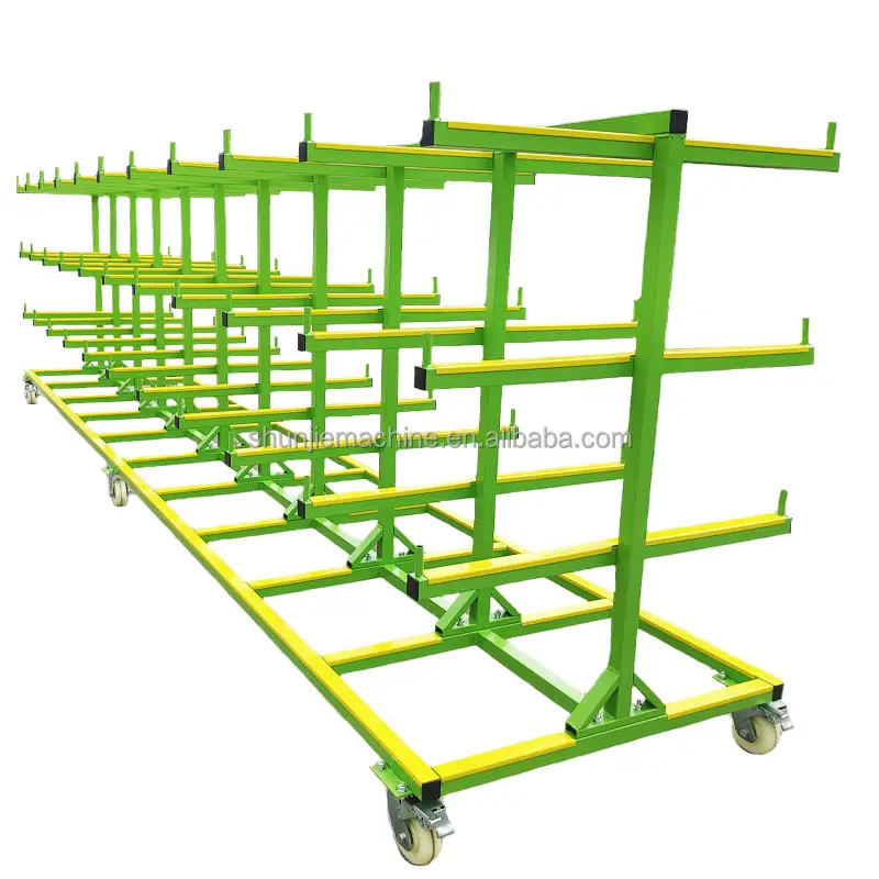 4-layer Loading 1200kg 6 Meters Tube Transport Dolly Metal Storage Trolley Steel Carry Rack Cart For Factory Workshop