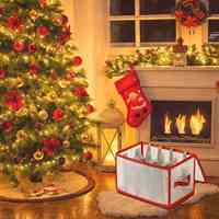 Boîte de rangement pour ampoules de Noël en plastique à double fermeture éclair avec 4 emballages en carton