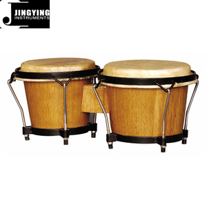 2024 Jingying Music Latin Drums Series,WB0607 6 y 7 pulgadas madera negro remachado anillo moda <span class=keywords><strong>Bongo</strong></span> tambores - Product Image 1