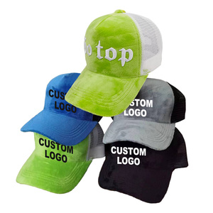 Casquette de camionneur en velours <span class=keywords><strong>Paris</strong></span> 5 panneaux gris personnalisé de haute qualité casquette en tissu de velours de maille d'impression numérique personnalisée avec Photo - Product Image 1