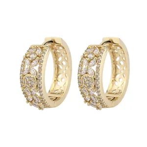 Latest Design Hollow Out Gemstone-Inlaid Earrings: High-End Jewelry Earrings in 18k Gold Plating, Classic Earrings, Fine Jewelry