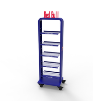 Étagère à boissons robuste à 5 niveaux - Support métallique double face détachable avec roulettes et plateau réglable