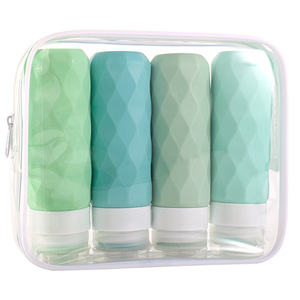 Ensemble de flacons distributeurs en silicone à succès – Bouteilles de voyage portables anti-fuite pour shampoing et gel douche, motif diamant - Product Image 5