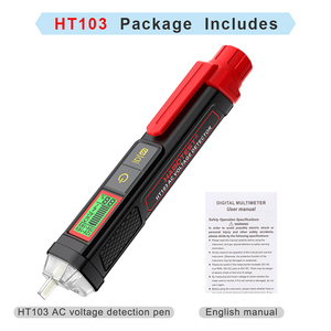 HABOTEST HT103 เครื่องตรวจจับแรงดันไฟฟ้ากระแสสลับแบบไม่สัมผัส เครื่องทดสอบไฟฟ้าดิจิตอล ช่วงการวัด 12V-1000V และความแม่นยำระดับ 0.1 - Product Image 2