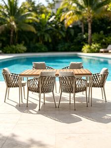 Nordic Rope Rattan aluminum Waterproof Dinning <b>Chair</b> Patio Restaurant Aluminium <b>Stackable</b> Outdoor <b>Dining</b> <b>Chair</b> for Garden hotel - Product Image 4