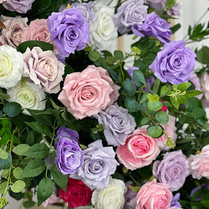 Romantische roze en paarse kunstbloemen bruidsboog bloemdecoratie geschikt voor bruiloften/verlovingsfeesten - Product Image 4