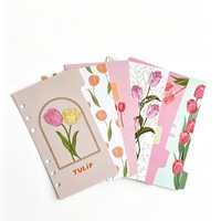 2026 Nuevo Divisores de Carpeta de Presupuesto A6 de 6 Anillas con Diseño de Flores de Tulipán, Hojas Sueltas para Diario, Tarjetas de Índice y Planificador de Presupuesto