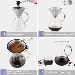 Cafetera portátil de vidrio de borosilicato con filtro de acero inoxidable, máquina para café, 8 tazas - Product Image 5